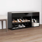 Schoenenbank Met Kussen 104X30X49 Cm Bewerkt Hout