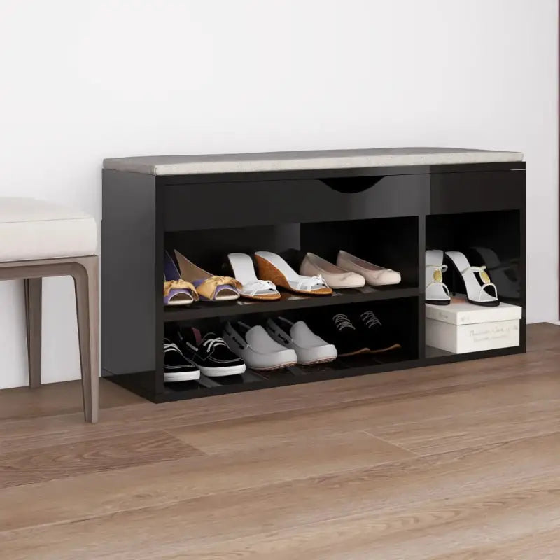 Schoenenbank Met Kussen 104X30X49 Cm Bewerkt Hout