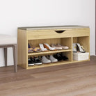Schoenenbank Met Kussen 104X30X49 Cm Bewerkt Hout