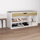 Schoenenbank Met Kussen 104X30X49 Cm Bewerkt Hout