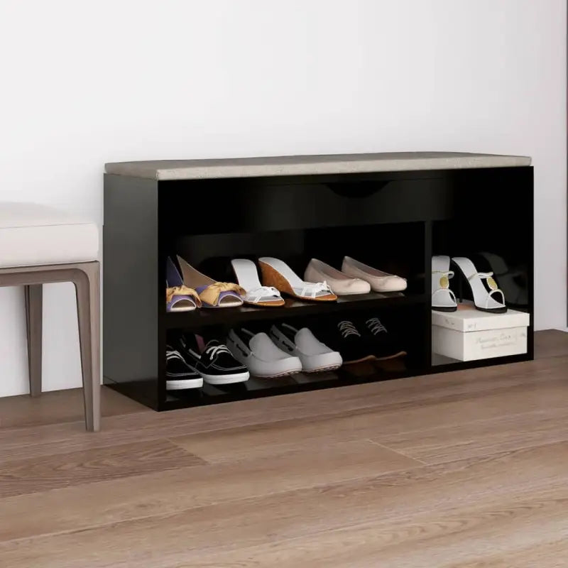 Schoenenbank Met Kussen 104X30X49 Cm Bewerkt Hout