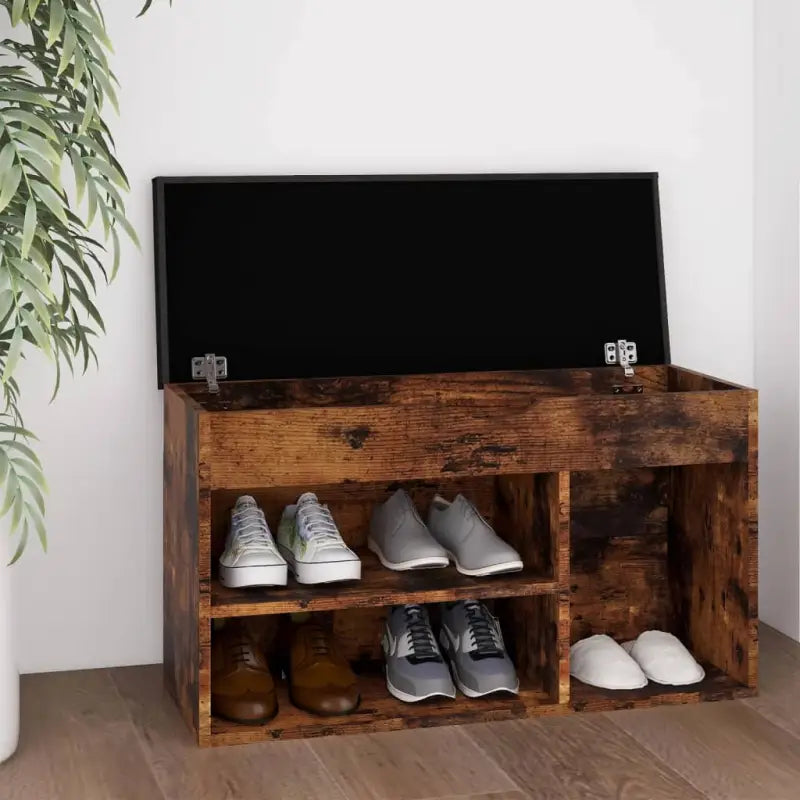 Schoenenbank Met Kussen 80X30X47 Cm Bewerkt Hout