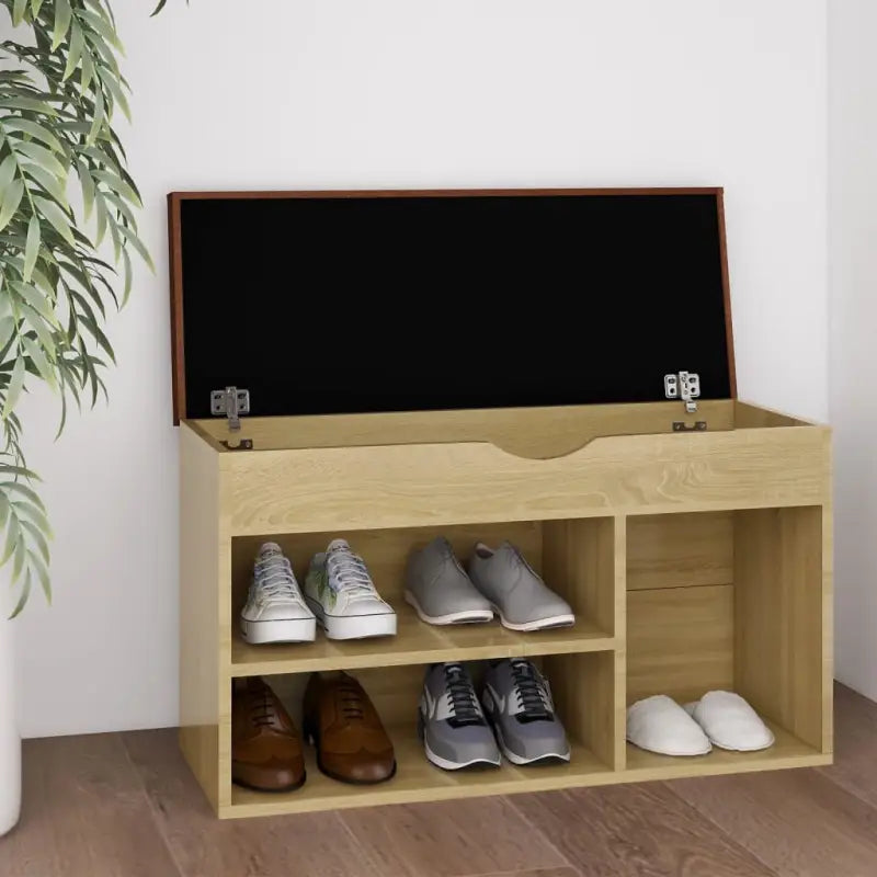 Schoenenbank Met Kussen 80X30X47 Cm Bewerkt Hout