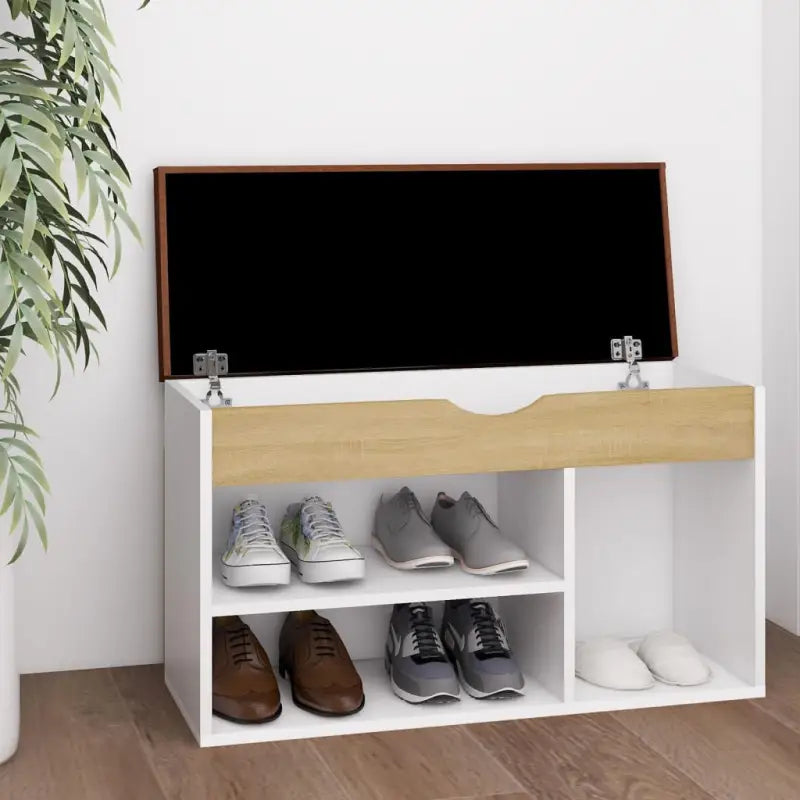Schoenenbank Met Kussen 80X30X47 Cm Bewerkt Hout