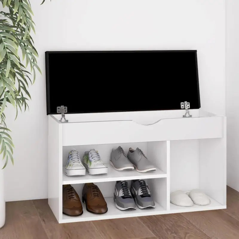 Schoenenbank Met Kussen 80X30X47 Cm Bewerkt Hout