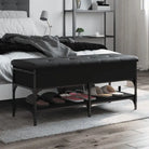 Schoenenbank met opbergruimte in Grijs Sonoma en bewerkt hout - Zwart / 102 x 42 x 45 cm - Opberg- & halbankjes
