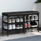 Schoenenbank van bewerkt hout voor schoenen overzichtelijk in zwart materiaal - Zwart / 82 x 32 x 47 cm - Opberg- &