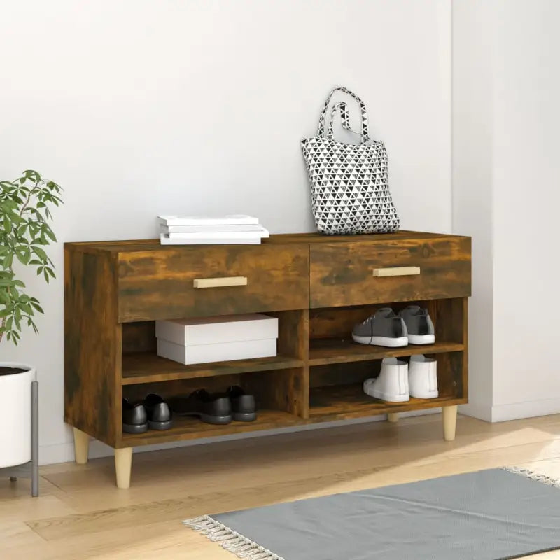 Schoenenkast 102X35X55 Cm Bewerkt Hout Kleurig