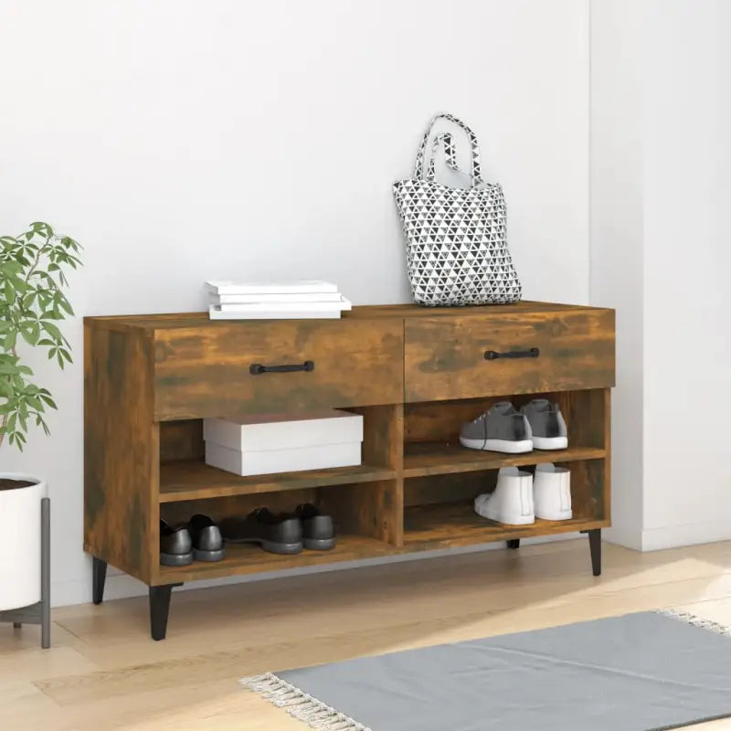 Schoenenkast 102X35X55 Cm Bewerkt Hout Kleurig