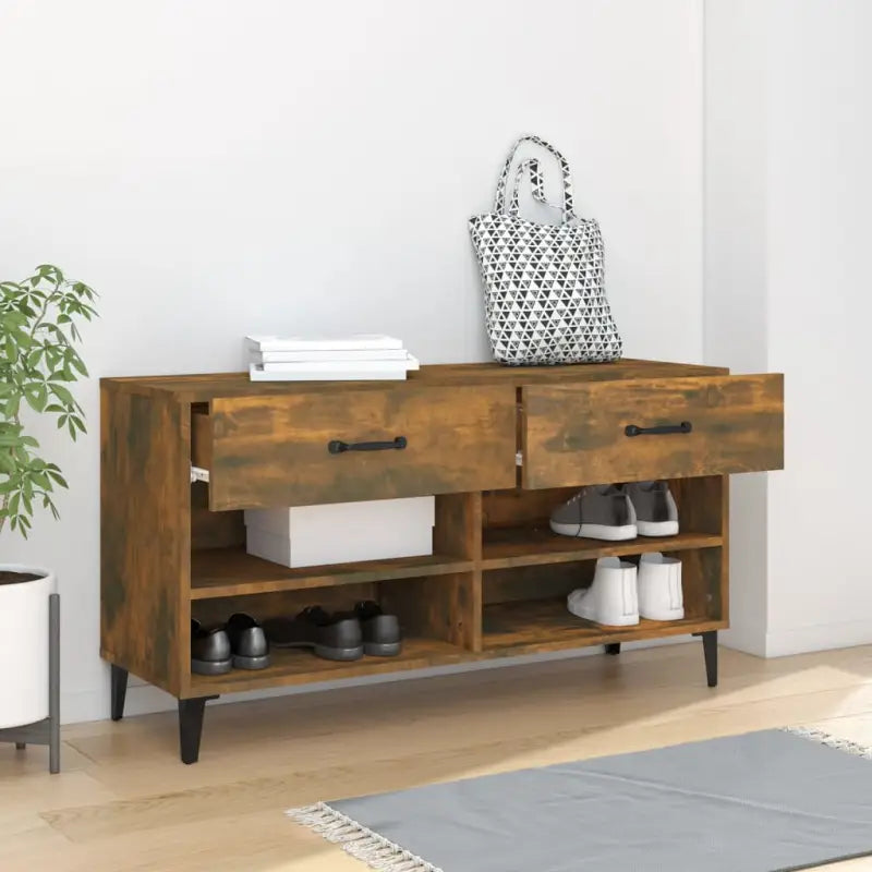 Schoenenkast 102X35X55 Cm Bewerkt Hout Kleurig