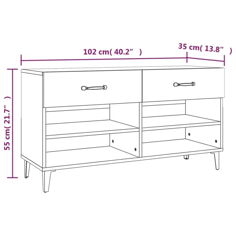 Schoenenkast 102X35X55 Cm Bewerkt Hout Kleurig