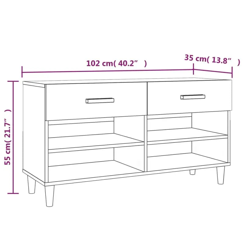 Schoenenkast 102X35X55 Cm Bewerkt Hout Kleurig