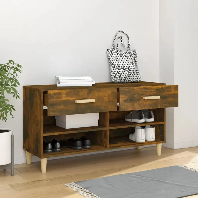 Schoenenkast 102X35X55 Cm Bewerkt Hout Kleurig