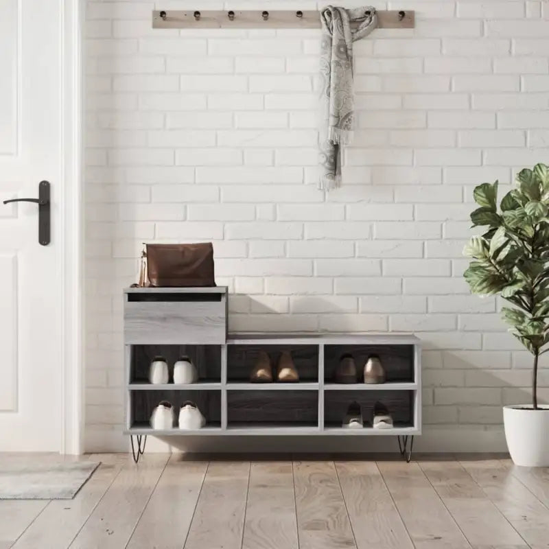 Schoenenkast 102X36X60 Cm Bewerkt Hout Kleurig