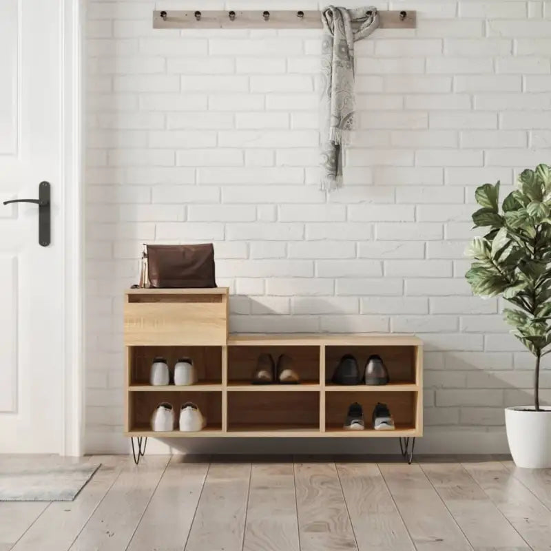 Schoenenkast 102X36X60 Cm Bewerkt Hout Kleurig