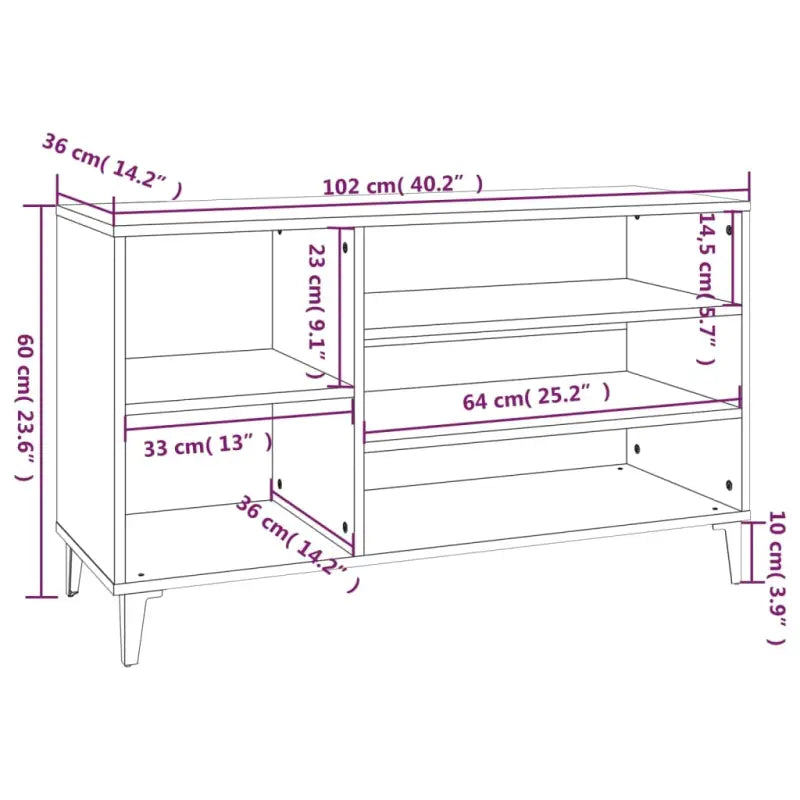 Schoenenkast 102X36X60 Cm Bewerkt Hout