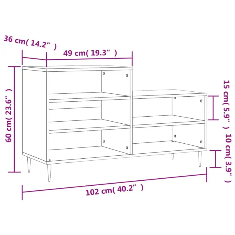 Schoenenkast 102X36X60 Cm Bewerkt Hout