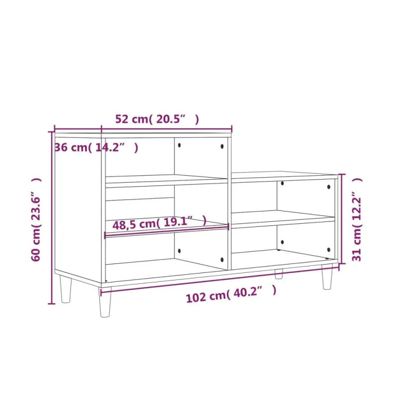 Schoenenkast 102X36X60 Cm Bewerkt Hout