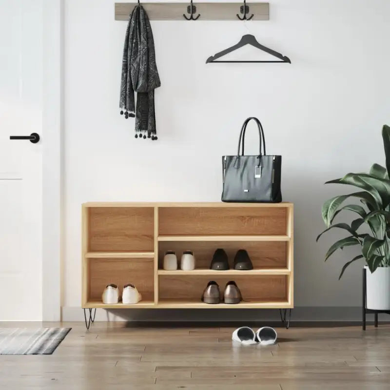 Schoenenkast 102X36X60 Cm Bewerkt Hout Sonoma Grijs