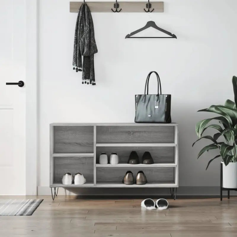 Schoenenkast 102X36X60 Cm Bewerkt Hout Sonoma Grijs