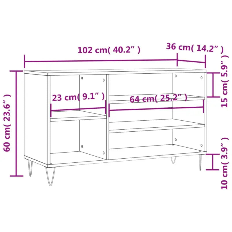 Schoenenkast 102X36X60 Cm Bewerkt Hout Sonoma Grijs