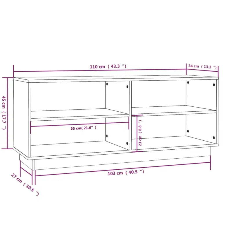 Schoenenkast 110X34X45 Cm Massief Grenenhout