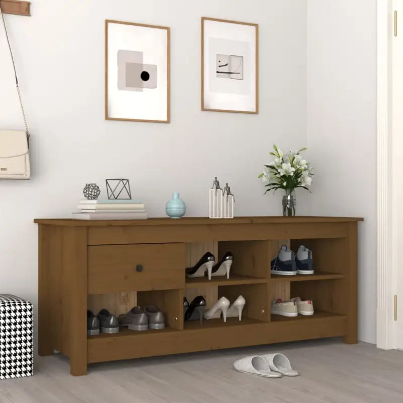Schoenenkast 110X38X45,5 Cm Massief Grenenhout
