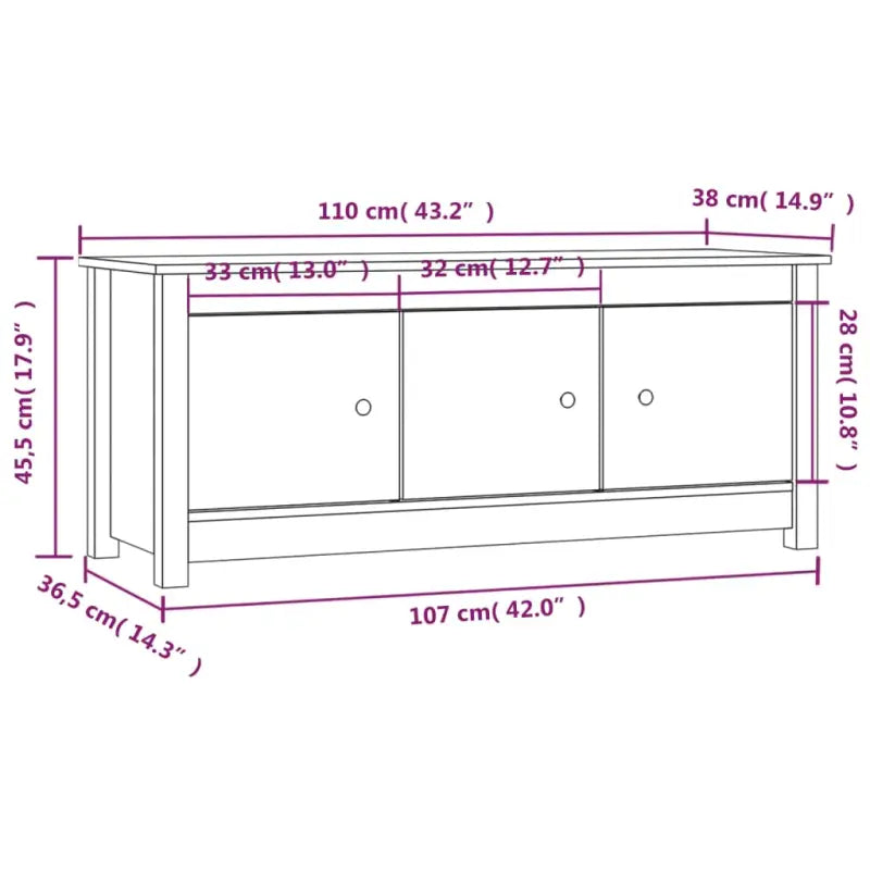 Schoenenkast 110X38X45,5 Cm Massief Grenenhout