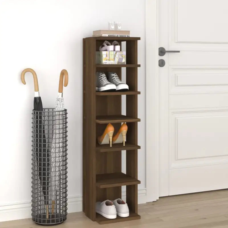 Schoenenkast 27,5X27X102 Cm Bewerkt Hout