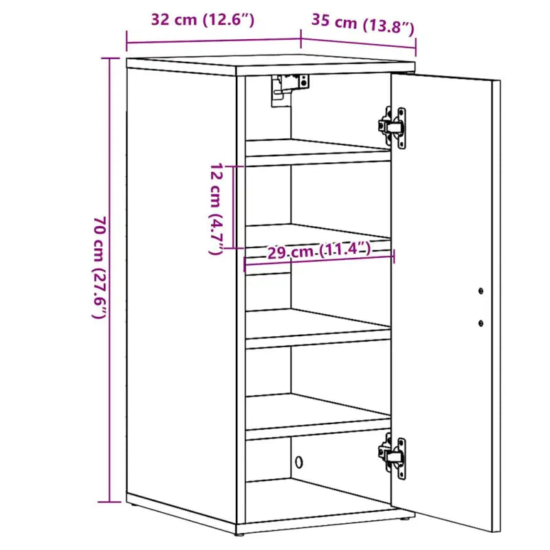 Schoenenkast 32X35X70 Cm Bewerkt Hout Kleurig