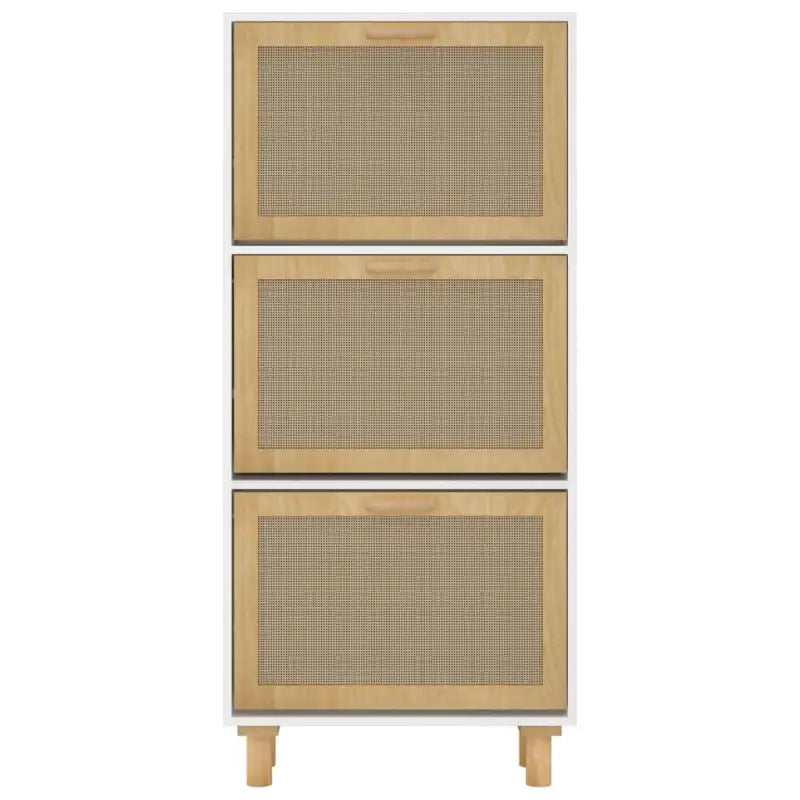Schoenenkast 52X25X115 Cm Bewerkt Hout En Natuurlijk Rattan