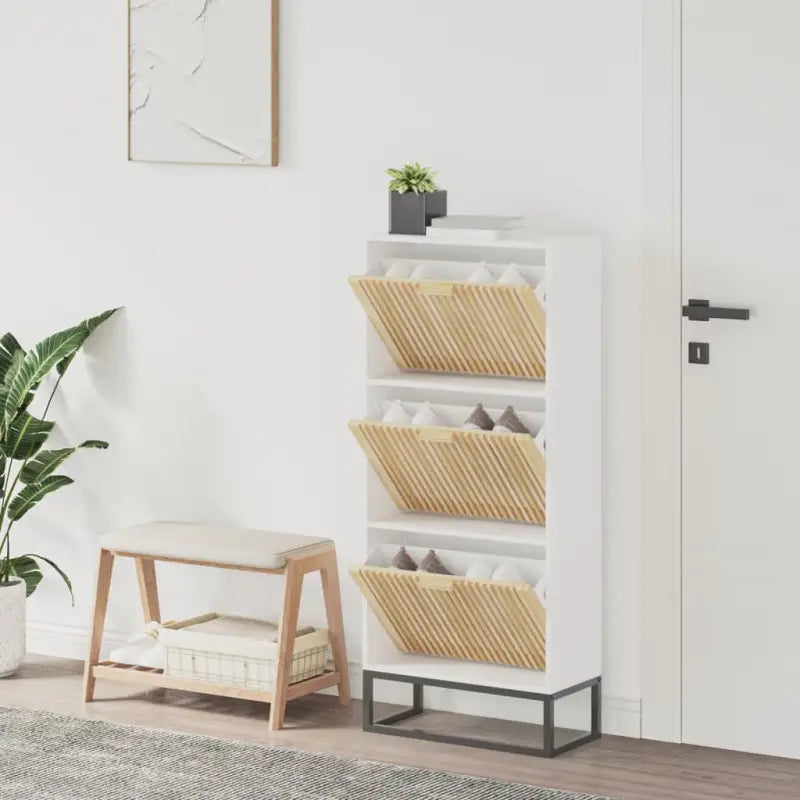 Schoenenkast 52X25X120 Cm Bewerkt Hout