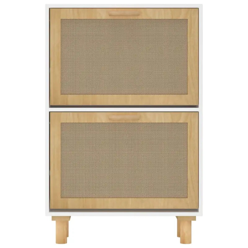Schoenenkast 52X25X80 Cm Bewerkt Hout En Natuurlijk Rattan