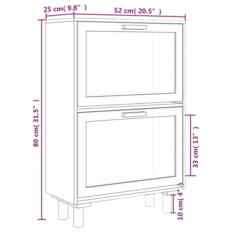 Schoenenkast 52X25X80 Cm Bewerkt Hout En Natuurlijk Rattan