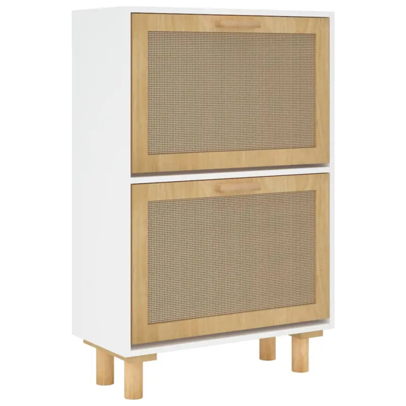 Schoenenkast 52X25X80 Cm Bewerkt Hout En Natuurlijk Rattan
