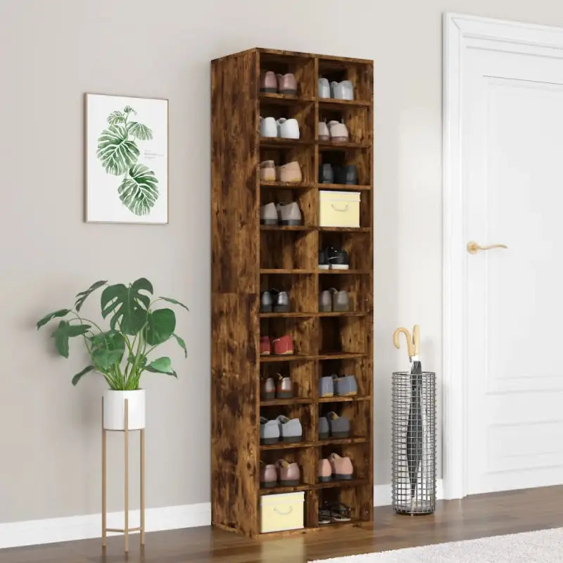 Schoenenkast 54X34X183 Cm Bewerkt Hout