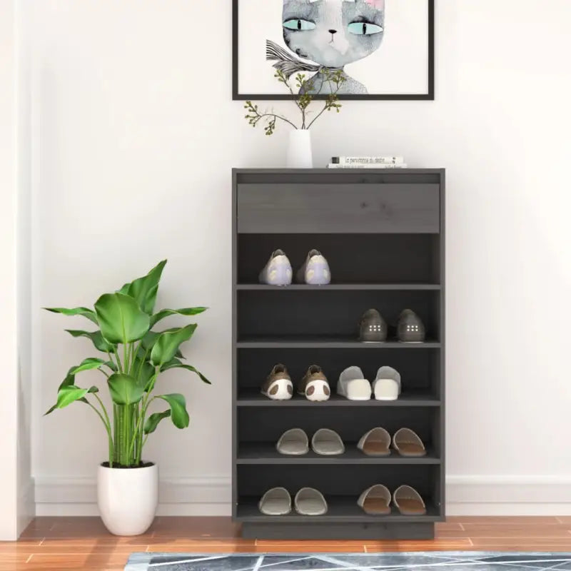 Schoenenkast 60X34X105 Cm Massief Grenenhout
