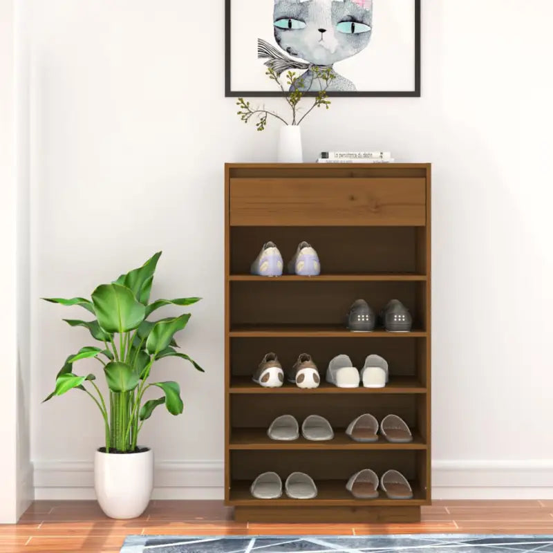 Schoenenkast 60X34X105 Cm Massief Grenenhout