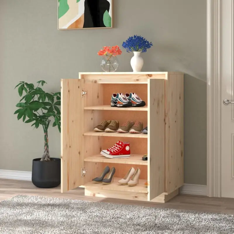 Schoenenkast 60X35X80 Cm Massief Grenenhout