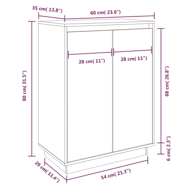 Schoenenkast 60X35X80 Cm Massief Grenenhout