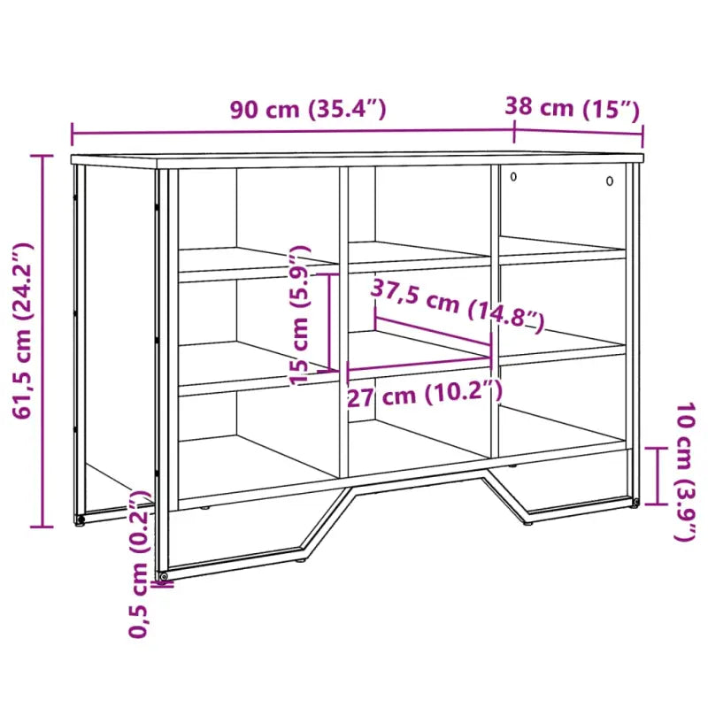 Schoenenkast 90X38X61,5 Cm Bewerkt Hout Kleurig