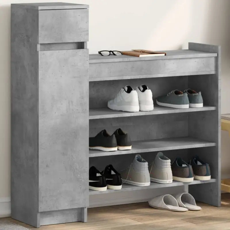 Schoenenkast met bewerkt hout voor schoenen en andere spullen - Betongrijs / 1 - Schoenenrekken