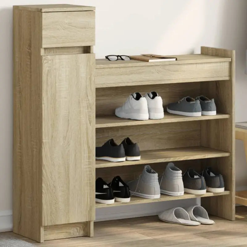 Schoenenkast met bewerkt hout voor schoenen en andere spullen - Sonoma eiken / 1 - Schoenenrekken