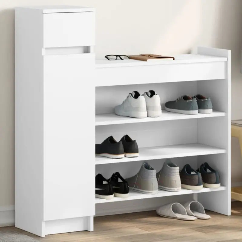 Schoenenkast met bewerkt hout voor schoenen en andere spullen - Wit / 1 - Schoenenrekken