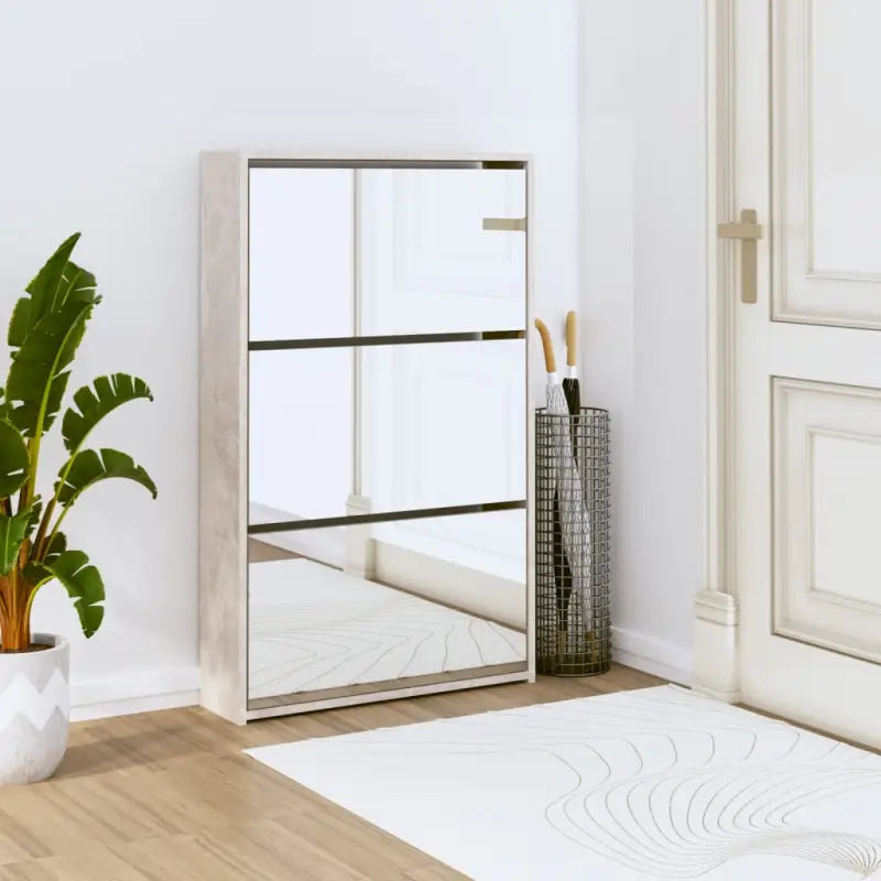 Schoenenkast Met Spiegel 3-Laags 63X17X102,5 Cm Bruineiken