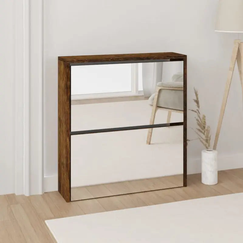 Schoenenkast Met Spiegel 3-Laags 63X17X102,5 Cm Bruineiken