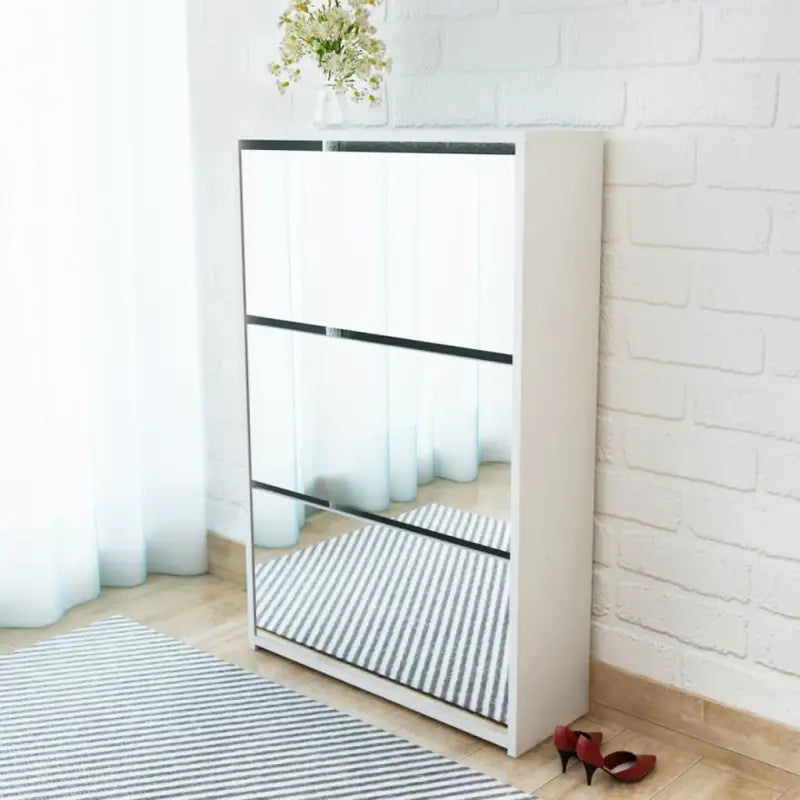 Schoenenkast Met Spiegel 3-Laags 63X17X102,5 Cm Bruineiken