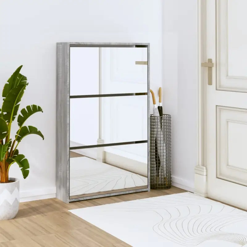 Schoenenkast Met Spiegel 3-Laags 63X17X102,5 Cm Bruineiken