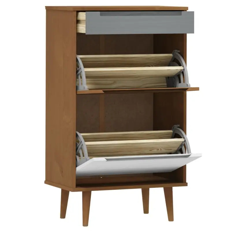 Schoenenkast Molde 59,5X35X103 Cm Massief Grenenhout