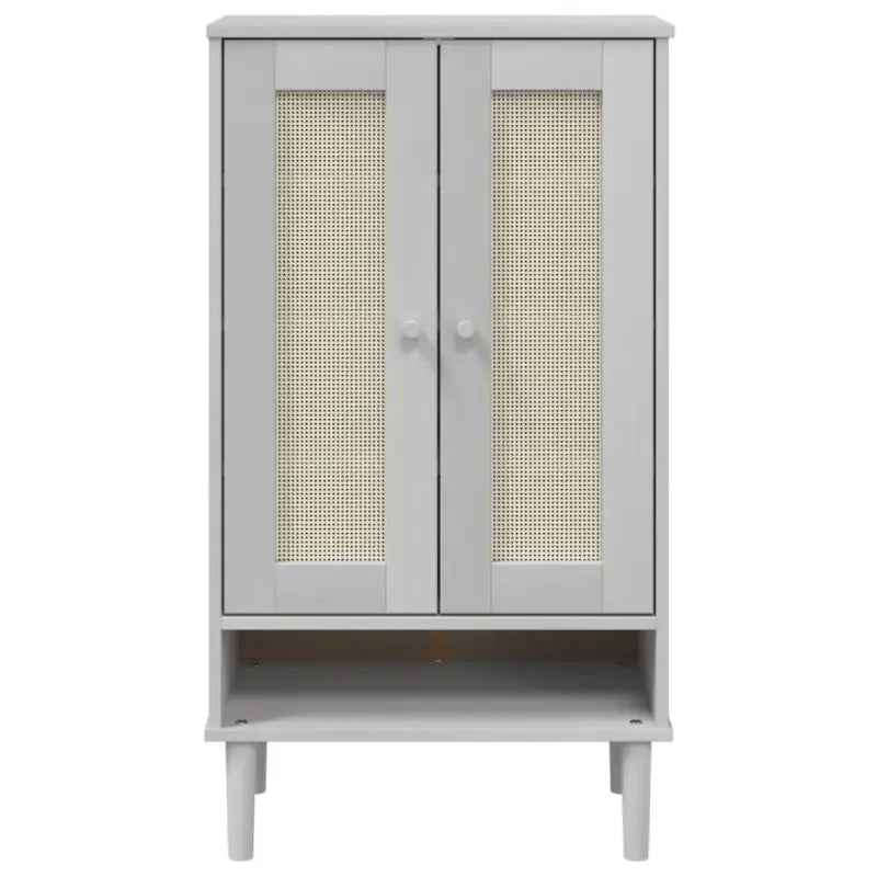 Schoenenkast Senja 59,5X35X107 Cm Rattan Look Grenenhout